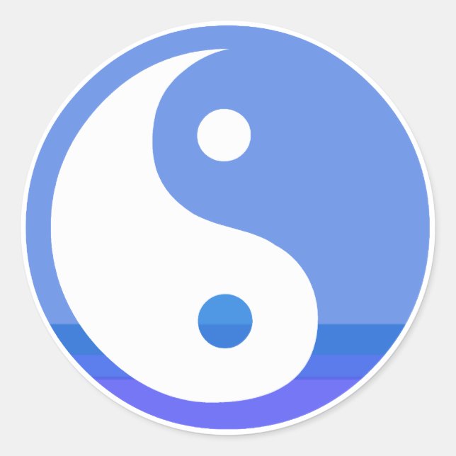 Pegatina Redonda Símbolo Taijitu Yin Yang azul y blanco (Anverso)