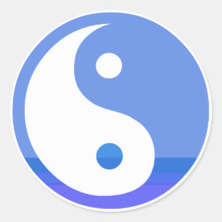 Pegatina Redonda Símbolo Taijitu Yin Yang azul y blanco