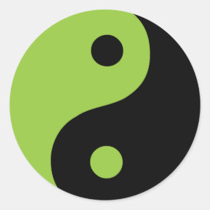 Pegatina Redonda Símbolo taoísta del Yin Yang verde