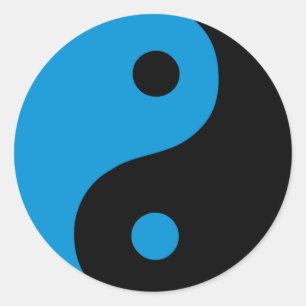 Pegatina Redonda Símbolo taoísta Yin Yang Azul