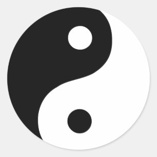 Pegatina Redonda Símbolo taoísta Yin Yang negro y blanco