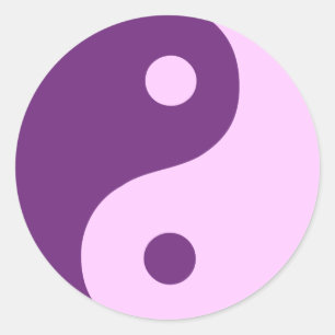 Pegatina Redonda Símbolo taoísta Yin Yang Púrpura
