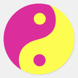 Pegatina Redonda Símbolo taoísta Yin Yang Rosa
