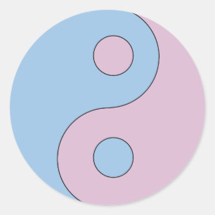 Pegatina Redonda Símbolo transgénero Yin Yang