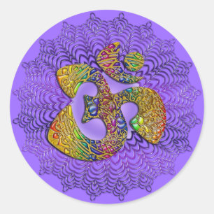Pegatina Redonda Símbolo Universal OM / AUM - Ornamento