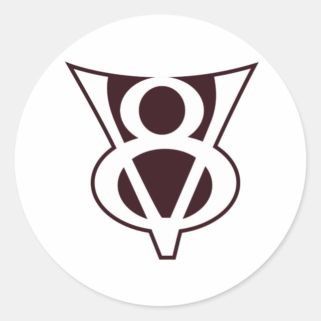 Pegatina Redonda Símbolo V8 (Anverso)