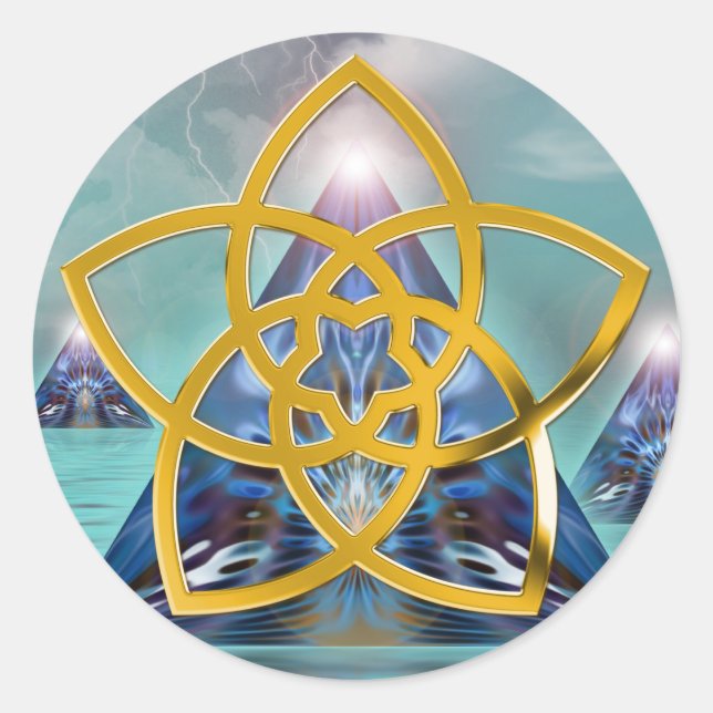 Pegatina Redonda Símbolo Venus Flower / GOLD | energía pura (Anverso)