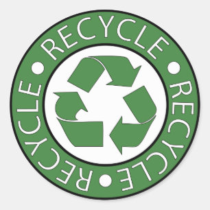 Pegatina Redonda Símbolo verde de reciclaje, día de la tierra ecoló