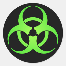 Pegatina Redonda Símbolo verde de riesgo biológico