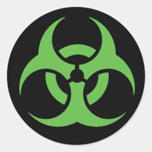 Pegatina Redonda Símbolo verde del Biohazard