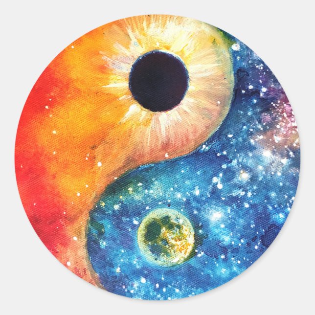Pegatina Redonda símbolo yin-yang (Anverso)