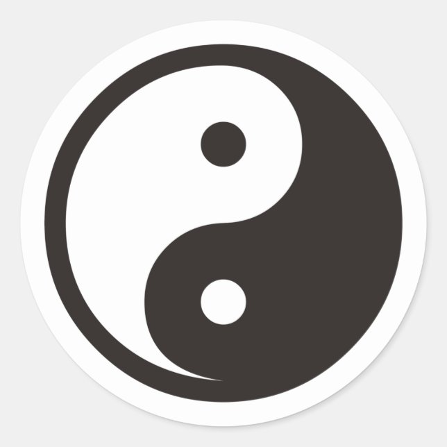 Pegatina Redonda Símbolo Yin Yang - diseño de tatuajes sólidos (Anverso)