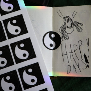 Pegatina Redonda Símbolo Yin Yang oscuro y claro