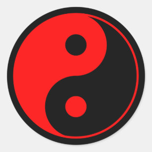 Pegatina Redonda Símbolo Yin Yang rojo