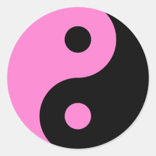 Pegatina Redonda Símbolo Yin Yang rosa