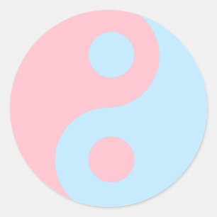 Pegatina Redonda Símbolo Yin Yang rosa y azul
