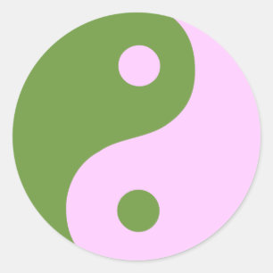 Pegatina Redonda Símbolo Yin Yang rosa y verde