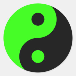 Pegatina Redonda Símbolo Yin Yang verde