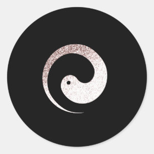 Pegatina Redonda Símbolo Ying Yang balance Rosa de color Negro Pace