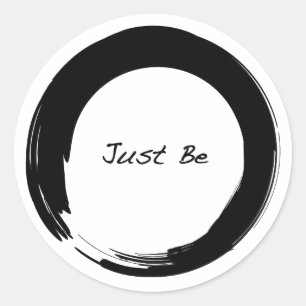 Pegatina Redonda Símbolo zen con "Just Be"