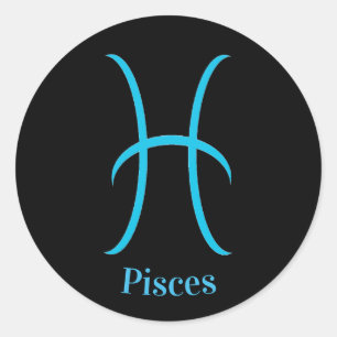 Pegatina Redonda Símbolo zodiaco negro de Pisces