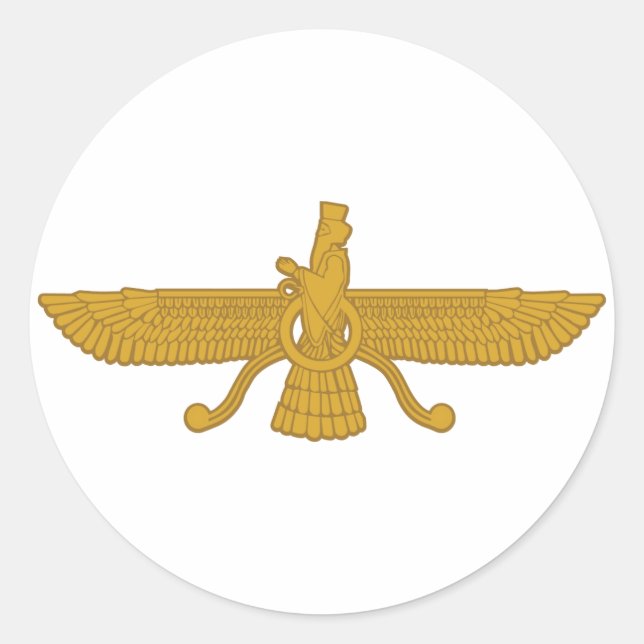 Pegatina Redonda Símbolo zorastriano (Anverso)