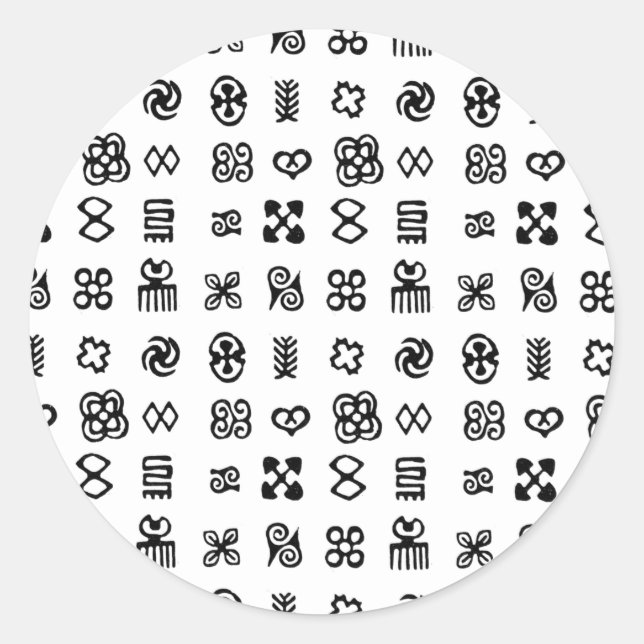 Pegatina Redonda Símbolos africanos de Adinkra (Anverso)