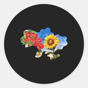 Pegatina Redonda Símbolos de flores patrióticas elegantes Tendencia