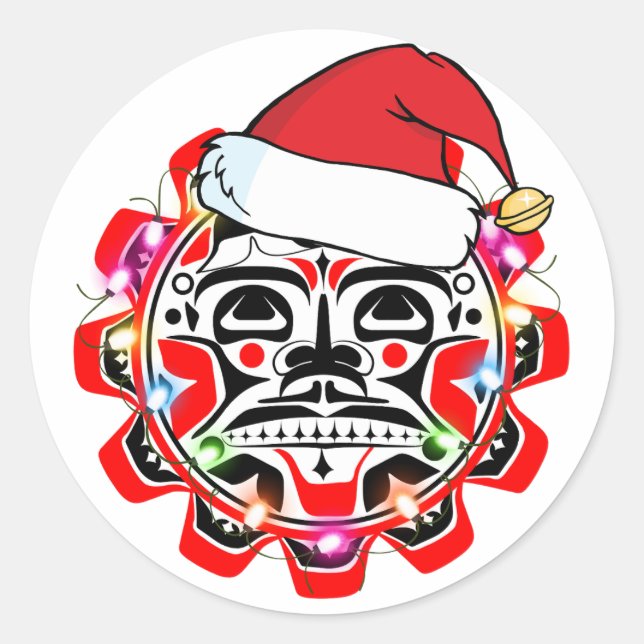 Pegatina Redonda Símbolos de Haida Haida Nativo Canadiense American (Anverso)