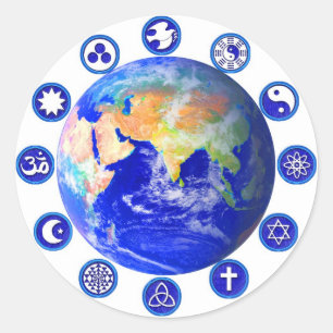 Pegatina Redonda Símbolos de paz y unidad
