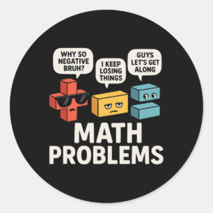 Pegatina Redonda Símbolos de problemas matemáticos divertido profes
