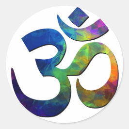 Pegatina Redonda Símbolos de Yoga Om coloridos