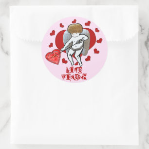 Pegatina Redonda Símbolos del amor del Cupid