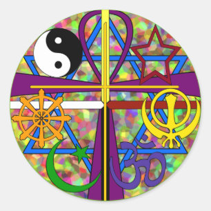 Pegatina Redonda Símbolos del espiritual de la unidad