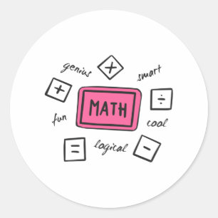 Pegatina Redonda Símbolos matemáticos Estudiantes y padres