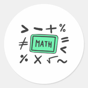 Pegatina Redonda Símbolos matemáticos para estudiantes y padres