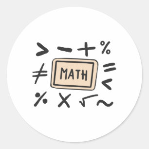 Pegatina Redonda Símbolos matemáticos para estudiantes y padres