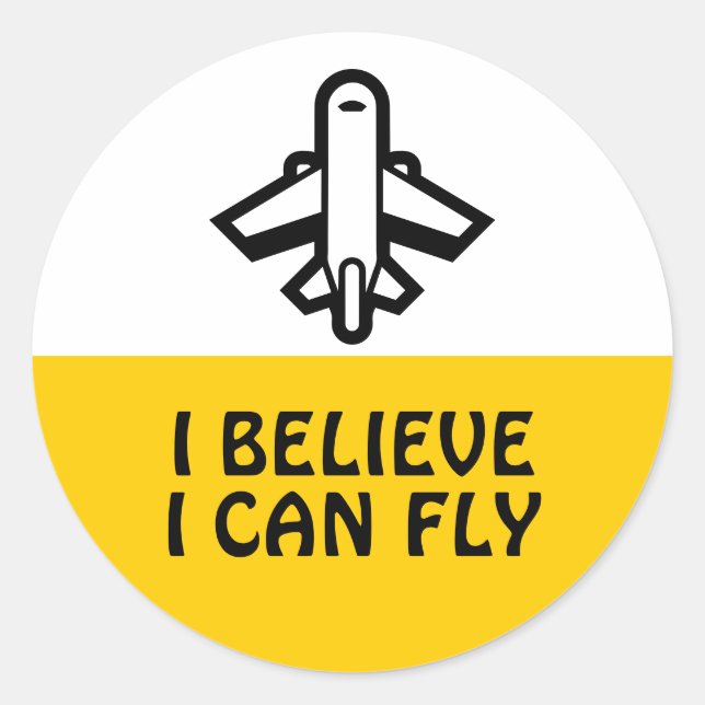 Pegatina Redonda Símbolos sencillos - AVIÓN / AERONAVE + tus ideas (Anverso)