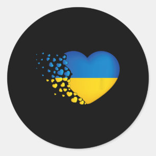 Pegatina Redonda Símbolos ucranianos Bandera ucraniana Corazón Amor