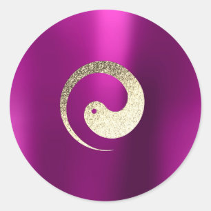 Pegatina Redonda Símbolos Ying Yang Balance de oro rosado Pace Espi