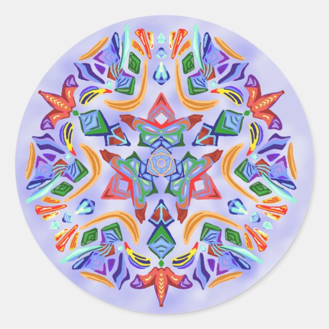 Pegatina Redonda Simetría de cristal (Pegatina) (Anverso)