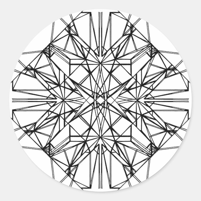 Pegatina Redonda simetría geométrica (Anverso)