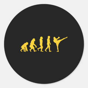 Pegatina Redonda Simio Gorila Evolución Humana Divertida Karate Box