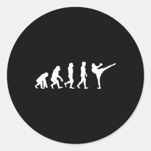 Pegatina Redonda Simio Gorila Evolución Humana Divertida Karate Box