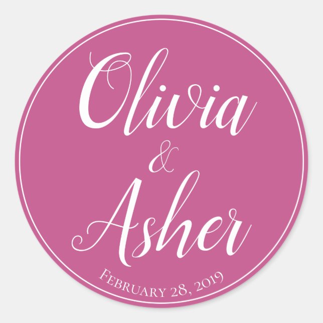 Pegatina Redonda Simple acuarela Amaranth Thistle Flower Boda (Anverso)