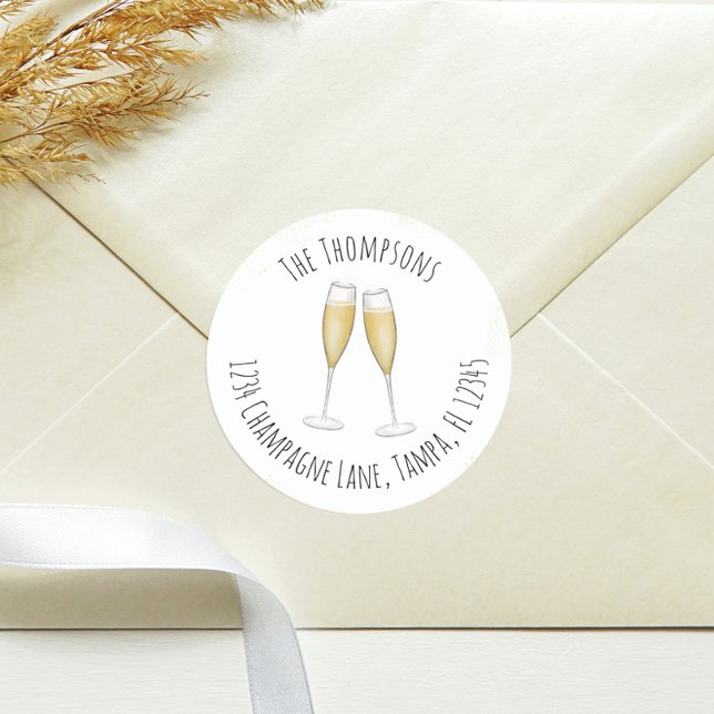 Pegatina Redonda Simple Acuarela Dirección de Devolución Champagne  (Subido por el creador)