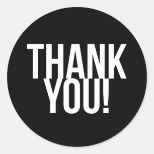 Pegatina Redonda Simple Black and White Gracias