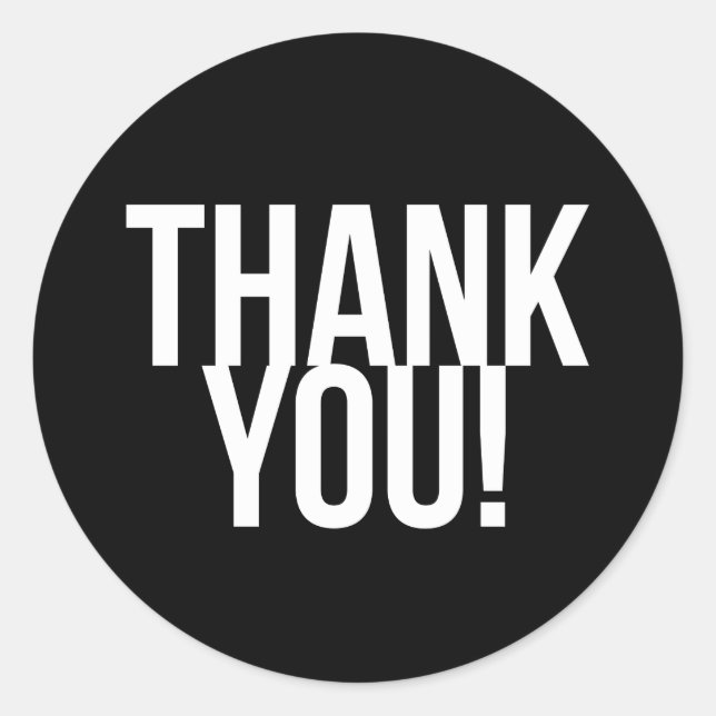 Pegatina Redonda Simple Black and White Gracias (Anverso)