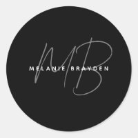 Simple Black Minimalista Dos Monogramas