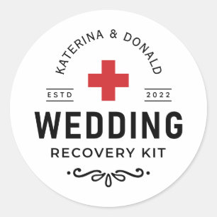 Pegatina Redonda Simple Boda Hangover Recovery Kit Classic Roun